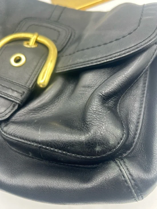 Coach Black Leather Shoulder Bag with Gold Hardware - Picture 14 of 16